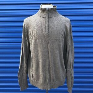 J Crew 1/2 Zip Beige Pullover Sweater Shirt Men's Size XL Mock Neck Wool Blend